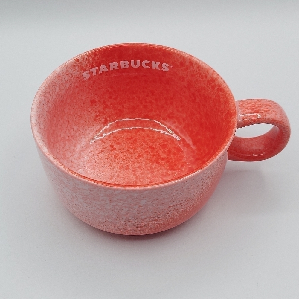 Starbucks Holiday 2020 Coral / Red Speckle Ceramic Mug Soup Bowl 16oz - Picture 4 of 7